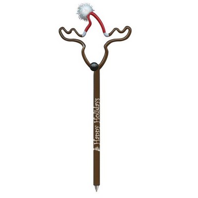 Reindeer with Santa Hat Multi-Color Inkbend Standard, Bent Pen